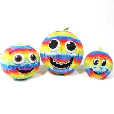 OEM ODM Accepté Les enfants souriant visage heureux Boule à poils gonflable avec yeux en 3D Arc-en-ciel