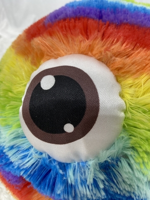 OEM ODM Accepté Les enfants souriant visage heureux Boule à poils gonflable avec yeux en 3D Arc-en-ciel