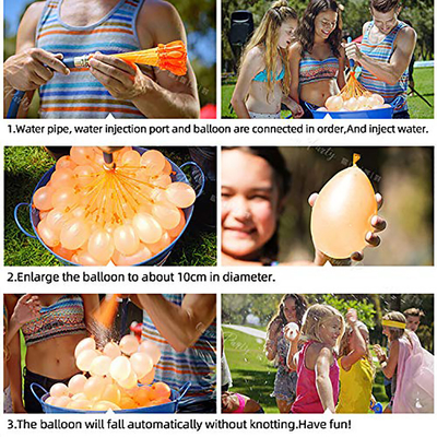 Ballons de fête tropicaux Ballons d'eau auto-collants 3 packs pour une tranche d'âge de 5 à 7 ans