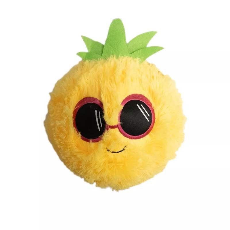 Animaux en peluche de 10 pouces à l'ananas jaune avec boule intérieure en PVC et peau extérieure en polyester